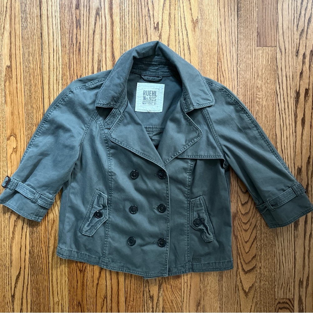RUEHL No. 925 Greenwich St Abrocrombie Women's Sz.L 100% Cotton Cropped Peacoat